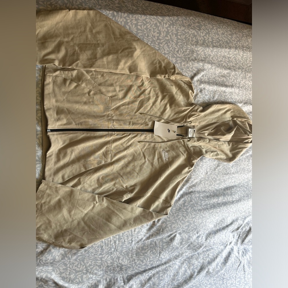 Zip up oversized sweater, never worn with wide sleeves, beige